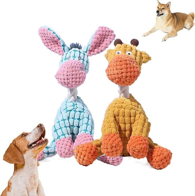 2026 New Dog Toys, Indestructible Plush Dog Toy for Aggressive Chewers, Interactive Squeaky Soft Puppy Chew Toy, Durable Teething Toys for Small Medium Large Dogs (#C,2PCS)