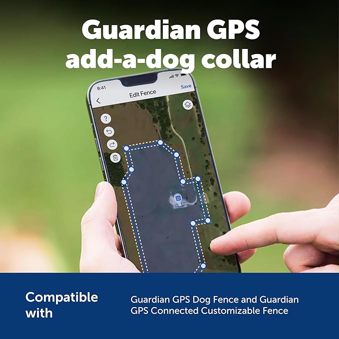 PetSafe Guardian GPS Connected Customizable Fence Add-A-Dog Collar - Rechargeable & Waterproof Adjustable Receiver Collar for GPS Fence - for Dogs 5lb+