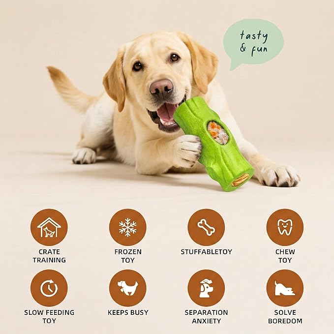 2 Pack Dog Toys for Aggressive Chewers, Interactive Indestructible Dog Toys with Frozen Treat Function, Durable Dog Puzzle Toy for Large & Medium Dogs, Orange & Green