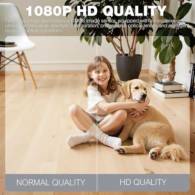 2K Indoor Security Camera, Window Home Camera, Reptile Aquarium Pet Monitor, Wireless Battery Powered, Night Vision, Motion Detection, 2.4G WiFi 6, App Control, White