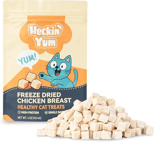 Freeze Dried Chicken Cat Treats 4 oz- Single Ingredient, Grain-Free, Gluten-Free, Filler-Free Freeze Dried Raw Cat Food Topper