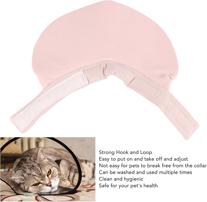 Rengue Soft Adjustable Pet Bib, Bandanas Material, Prevent Licking and Biting, Comfortable for Cats and Dogs, Size M Soft Adjustable Pet Bib, Sponge and Cotton Nan Cat Supplies (Roseate)