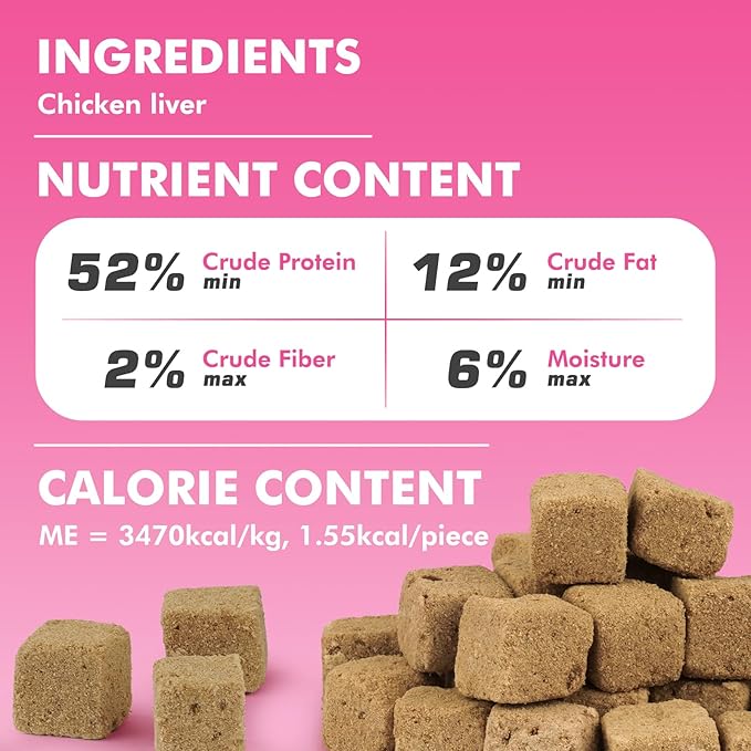 Freeze Dried Dog & Cat Treats – Single Ingredient Chicken Liver, High Protein Training Treats & Food Topper, 10.6 oz