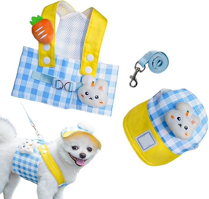 Genérico Pet Harness, Pet Accessories with Hat | Dog Harness with Rope Set - for Puppies Daily Outdoor Activities Including Shopping Running and Hiking