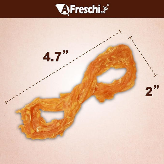A Freschi srl Turkey Tendons for Dogs, USA-Sourced, Healthy Dog Treats, Rawhide-Free Puppy Chews, Long Lasting, All Natural, Hypoallergenic Dog Treats for Medium Breeds, 10 oz Pack Rope (M)