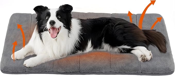 Dog Crate Pad for Large Dog - 35x23 Memory Foam Dog Bed, Washable & Anti-Slip Dog Bed Mat, Ultra Soft Kennel Pad for Dogs Cozy Sleeping Mat, Grey