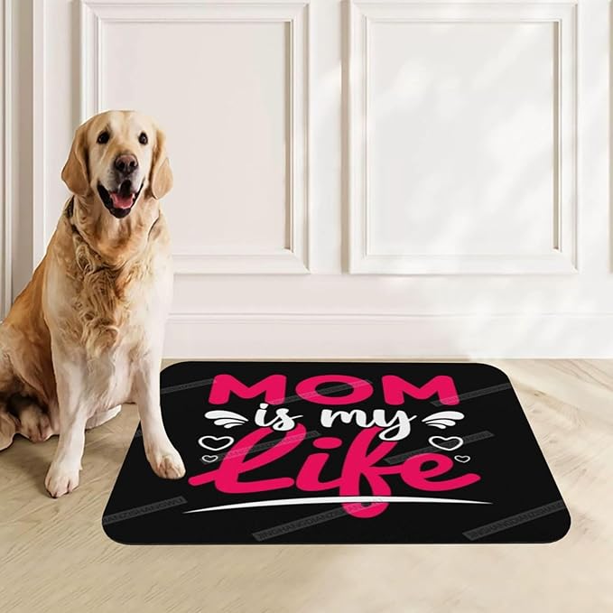 Pet Feeding Mat Absorbent Dog Mat for Food Water Bowl No Stains Quick Dry Water Dispenser Mats Happy Mother's Day Floral Gift for Mom Id Dog Accessories Pet Supplies Bowl Messy Drinkers 24x16In