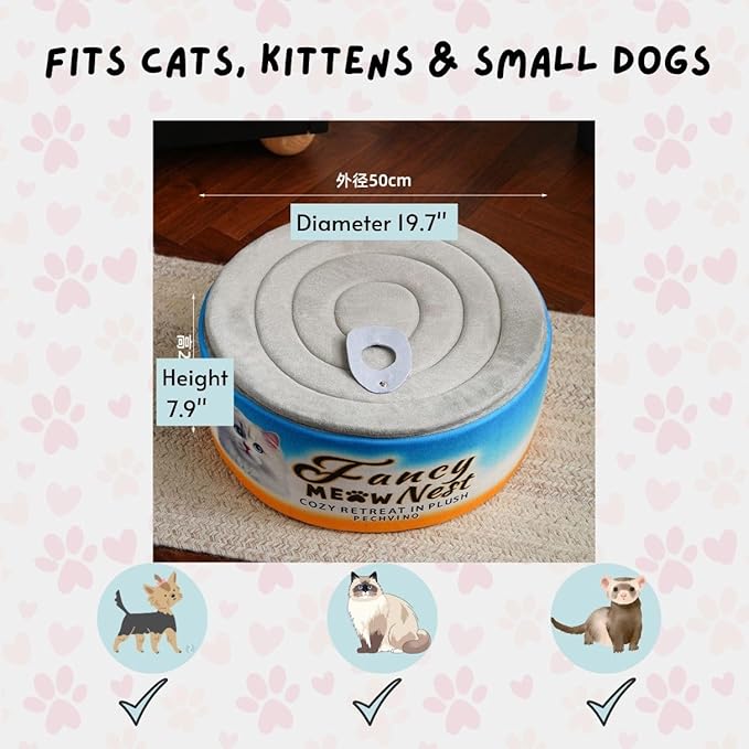 Covered Cat Bed – 19.7" Cozy Hideaway with Soft Lid Design – Enclosed Plush Cave for Indoor Cats and Kittens Can Shape Bed
