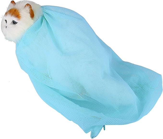 Cat Grooming Bathing Mesh Bag Premium Control Restraint Essential Tool for Cat Lovers (Sky Blue)