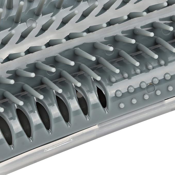 Cat Self Groomer Brush, Plastic Massage Comb with Soft 12.6x8.3cm - Easy Mount Wall Scratcher, Removes Loose Hair, Perfect for Cat Grooming and Play (Grey)
