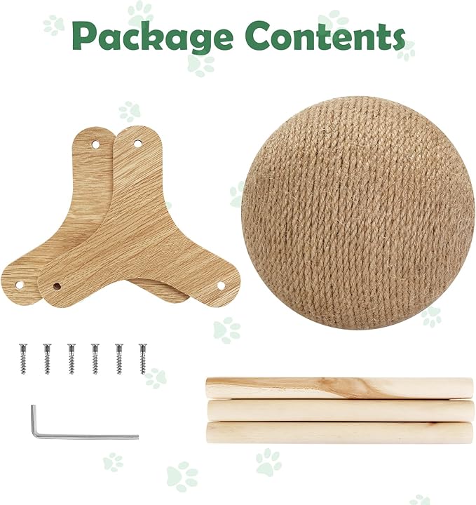 Sisal Cat Scratching Ball, Cat Scratcher Ball Toy with Stable Stand, Interactive Exercise Toy for Small Pet Interactive Exercise and Play