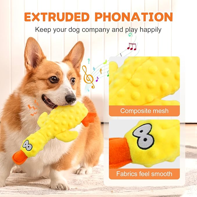 Dog Toys for Aggressive Chewers, 2026 Upgraded Duck Indestructible Dog Toys, Squeaky Plush Dog Puppy Chew Toys for Boredom Relief, Cute Yellow Duckling Plush for Playtime (Yellow)