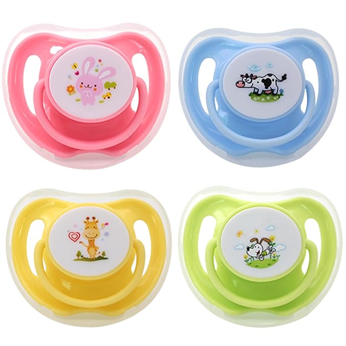 4Pcs Kitten Teething Toys, Food-Grade Safe Puppy Pacifier Teething Toys with Lid, Cute Chewable Kitten Pacifier Soothing Essential Pet Supplies Chew