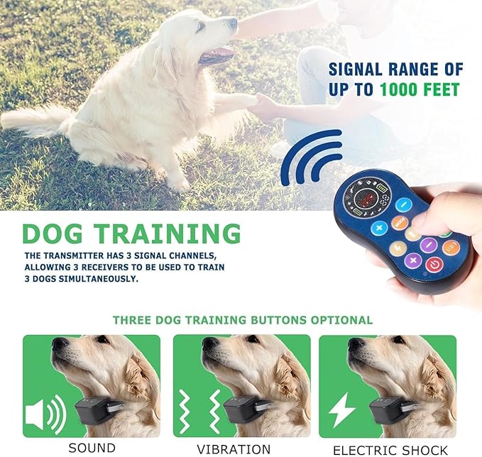 DOTSTAR Dog Wireless Fence Pet Training Collar GPS Electric System, Wireless Dog Fence Adjustable Range 50-990 Feet, Wireless Charging Dog Fence, Fully Sealed Waterproof Collar Receiver