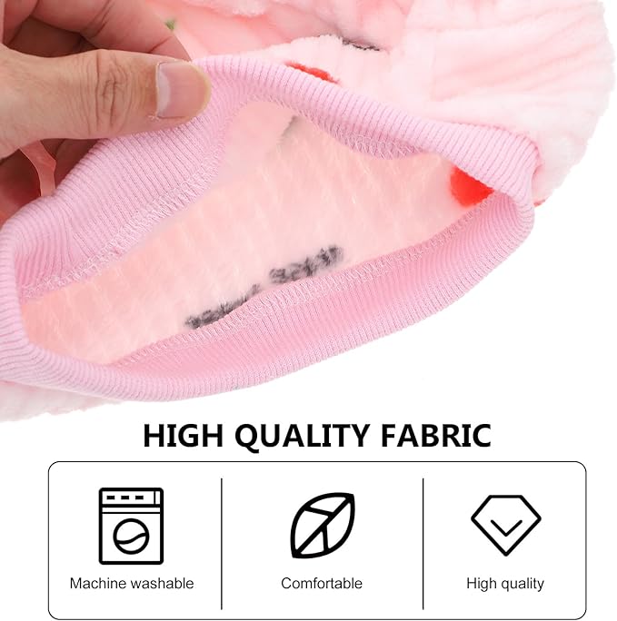 Pet Dog Flannel Vest Warm Soft Pink Cherry XXL Two-Legged Puppy Outfit Cold Weather Coat for Autumn Winter Pet Supplies