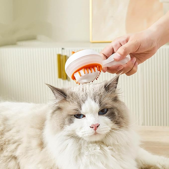 Pet Comb Bath Brush, Ergonomic Pet Bath Massage Brush for Cat Dog, Grooming Shampoo Brush Dual Use Of Dry/Wet Hair Removal Brushes, Shower Wash Brushes for Long & Short Hair Pets (Orange)