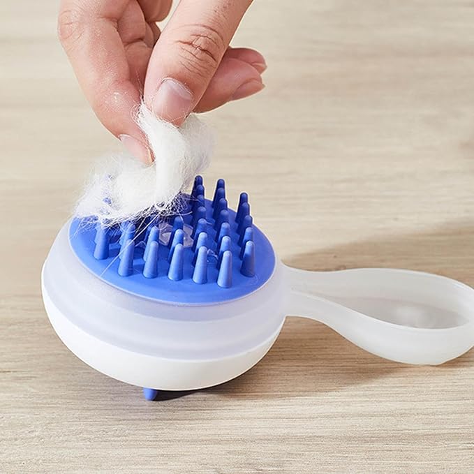 Pet Comb Bath Brush, Ergonomic Pet Bath Massage Brush for Cat Dog, Grooming Shampoo Brush Dual Use Of Dry/Wet Hair Removal Brushes, Shower Wash Brushes for Long & Short Hair Pets (Blue)