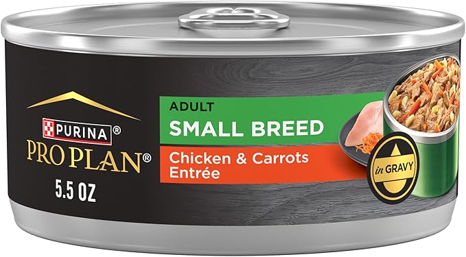 Purina Pro Plan Adult Small Breed Chicken and Carrots Entree in Gravy Wet Dog Food for Small Dogs - (Pack of 24) 5.5 oz. Cans