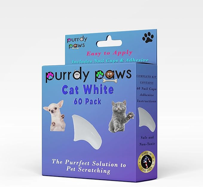 Soft Nail Caps 60 Packs for Cats - White Large