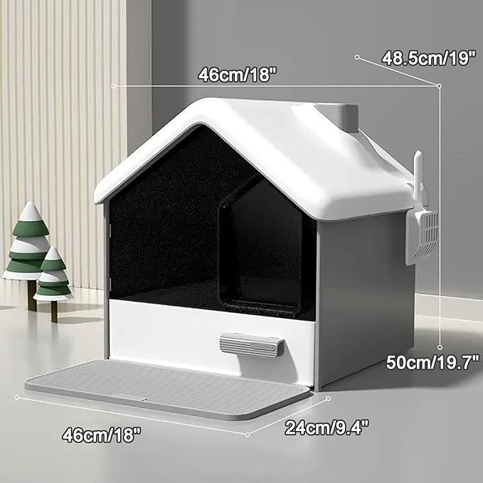 Cat Litter Box,Fully Enclosed Litter Box Holds Odors,Prevents Urine and Litter Leakage,Assembly Free,Easy to Clean Stylish Litter Box Furniture with Pull-Out Litter Tray and Litter Scoop ( Color : Gre