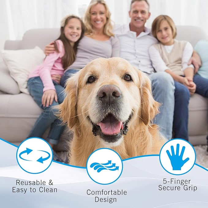 Pet Hair Removal Glove for Dogs & Cats, Reusable Magic Brush Pet Hair Remover Tool for Clothes, Couch, Furniture, Bed (Black) RFV