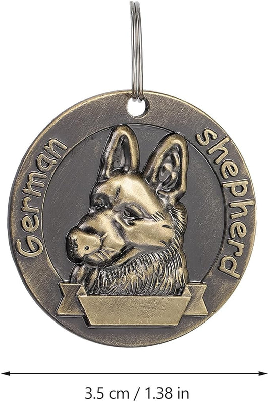LIOOBO 3pcs Vintage Bronze Dog Id Tags Retro Pet Identity Tags for German Shepherd Collar Accessories Pet Supplies