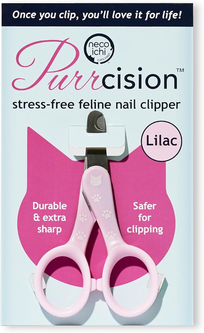 NecoIchi - Purrcision Feline Nail Clipper | Ultra-Sharp Cat Nail Clipper for Safe Trimming | Stainless Steel Blades, Cat Nail Trimmer, Ideal for Indoor Cats (Lilac)
