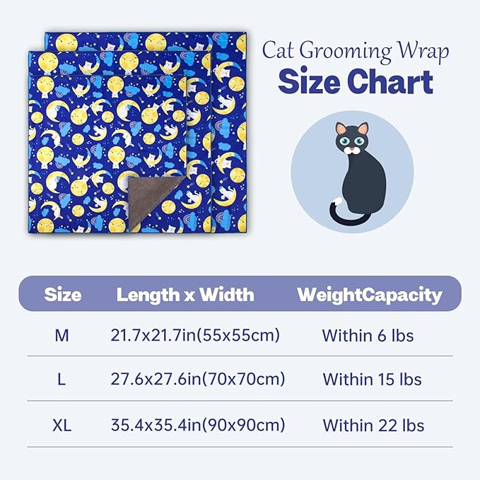 Paw Legend 35.4" Cat Wrap for Grooming Cat Wrap for Cutting Nails Cat Restraint for Nail Clipping Self Adhesive Blanket Restraint Cloth for Cats Within 22lbs