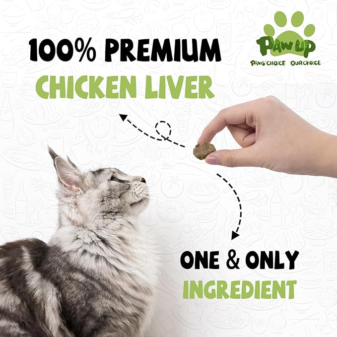 PAWUP Freeze Dried Chicken Liver Pet Treats, High Protein Freeze-Dried Pet Food for Dogs, Cats, Fresh Ingredient Snacks, 2.1 oz, Rawhide Free&Grain Free