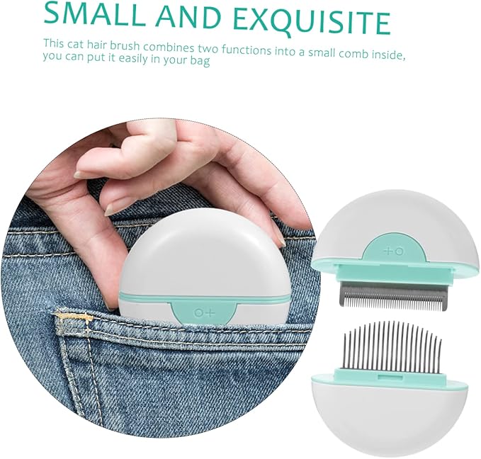 Yardwe Cat Hair Comb Mint Green Pet Grooming Brush with Massage Function Dual Use Shedding and Deshedding Tool for Cats Non Slip Handle Easy to Carry for Care