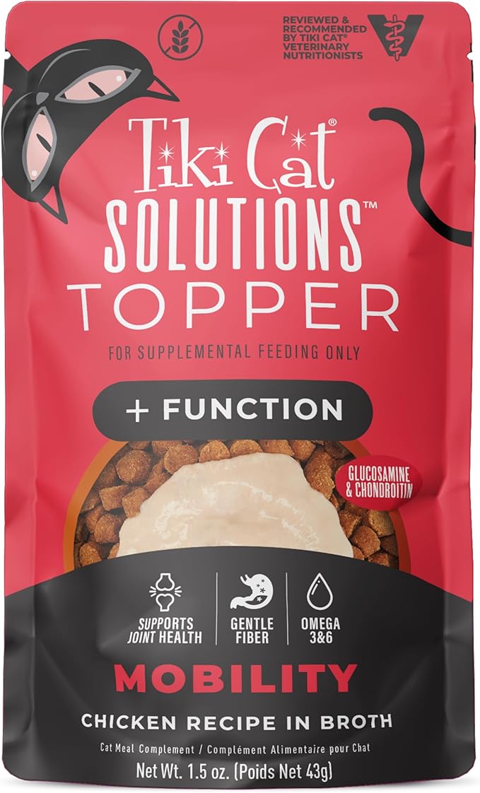Tiki Cat Solutions Topper, Mobility, Chicken Recipe in Broth, 1.5 oz. Pouch (12 Pack)
