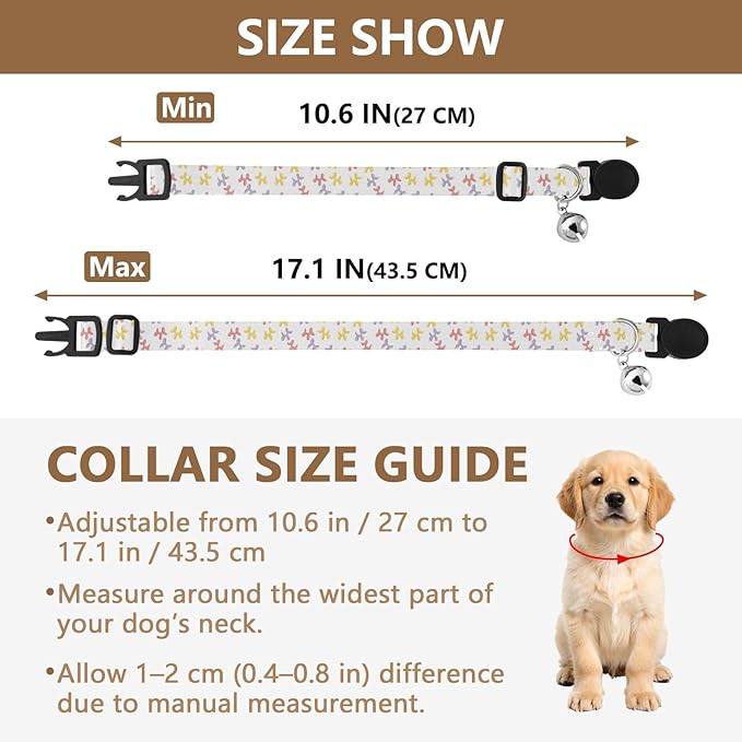 Dog Collar Balloons Dogs White Pattern Dog Collars Puppy Collar Cat Pet Collar with Adjustable Buckle for Dogs Cats Pets Supplies 2 Pack