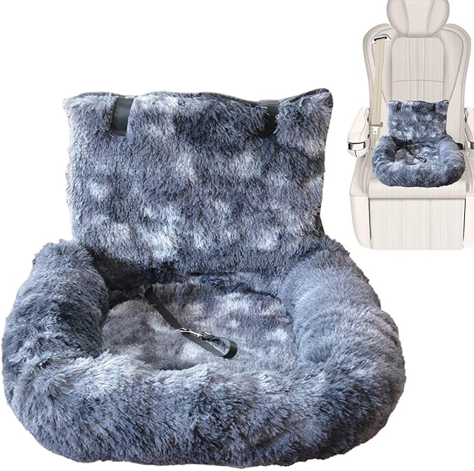 Small Dog Car Seat,Plush Cat Booster Car Seat - Detachable Cushion Pet Supplies for Travel Road Trip Camping Vet Visit Daily Commuting Vacations Adventures
