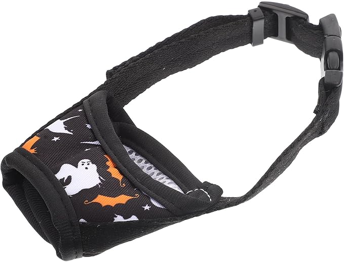 Adjustable Anti-Barking Dog Muzzle for Small Dogs Puppy Breathable Outdoor Mouth Cover Soft Protective Pet Supplies Muzzle Size M Black Pattern