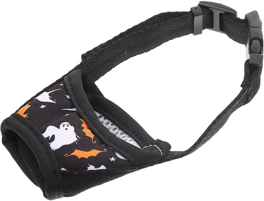 Adjustable Anti-Barking Dog Muzzle for Small Dogs Puppy Breathable Outdoor Mouth Cover Soft Protective Pet Supplies Muzzle Size M Black Pattern