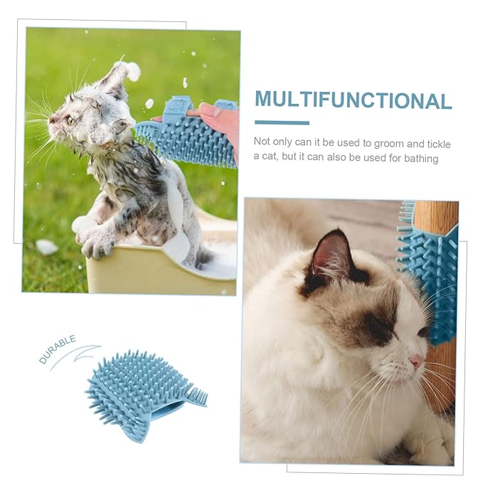 BESTonZON Cat Wall Corner Self Massager Brush Durable Silicone Pet Grooming Tool for Cats Easy to Install and Hair Collector