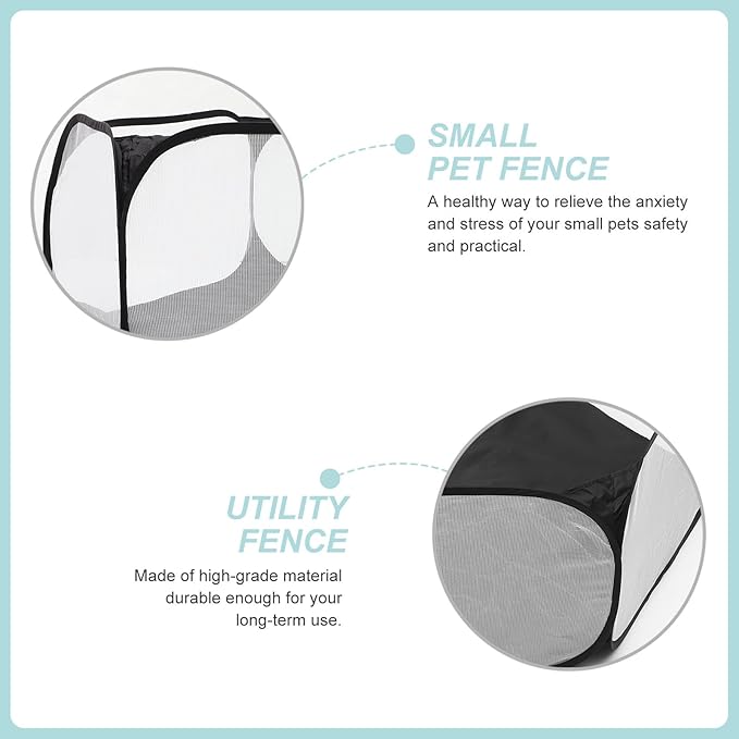 SOLUSTRE Foldable Pet Playpen Pen Fence with Breathable Polyester Mesh, Hexagonal Indoor Puppy Playhouse for Small Dogs, Cats, Rabbits – Anti-Escape Pet Pen Supply