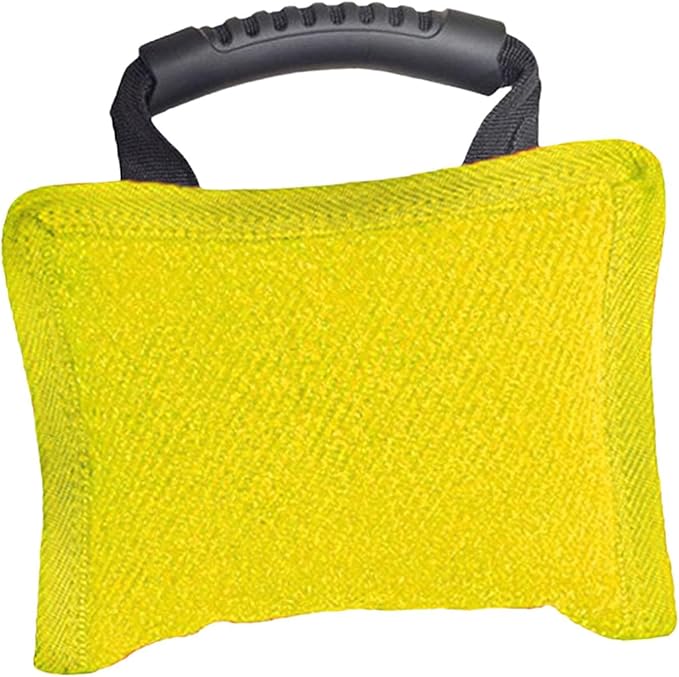 Baoblaze Dog Bite Pillow Tough Tug Toy Practical Portable Outdoor Pet Supplies for Small and Medium Sized Dogs Biting Pad with Handle, Yellow