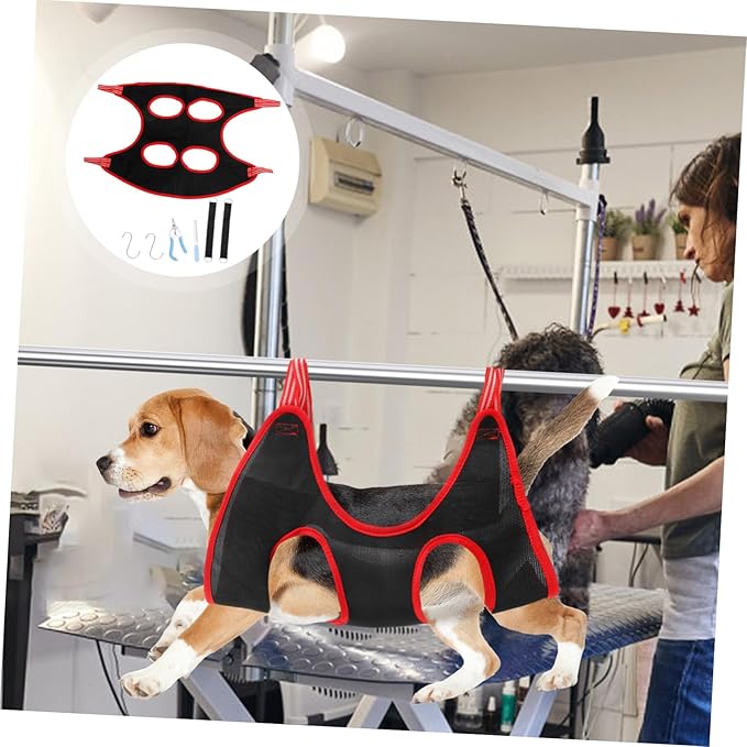 Mikikit PET Grooming Hammock Nail Clipper Adjustable Dog Grooming Bag for Cats Dogs Random Color Essential Tool Set