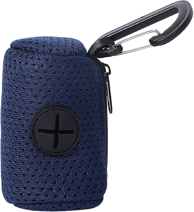 Poop Bag Dispenser, Mesh Fabric Attachment Dog Bag Dispenser with Zipper, Large Capacity Dog, Portable Poop Bags Holder for Doggie, Walking, Outdoor