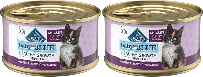 Blue Buffalo Baby Blue Natural Kitten Wet Cat Food,Healthy Growth Formula with DHA,Chicken Recipe Multi-Pack,3-oz Cans,(Pack of 48)