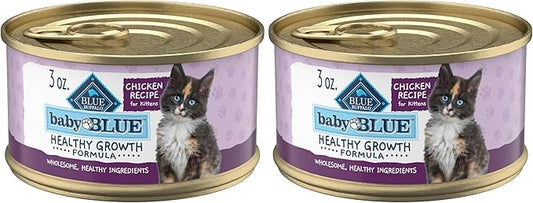 Blue Buffalo Baby Blue Natural Kitten Wet Cat Food,Healthy Growth Formula with DHA,Chicken Recipe Multi-Pack,3-oz Cans,(Pack of 48)
