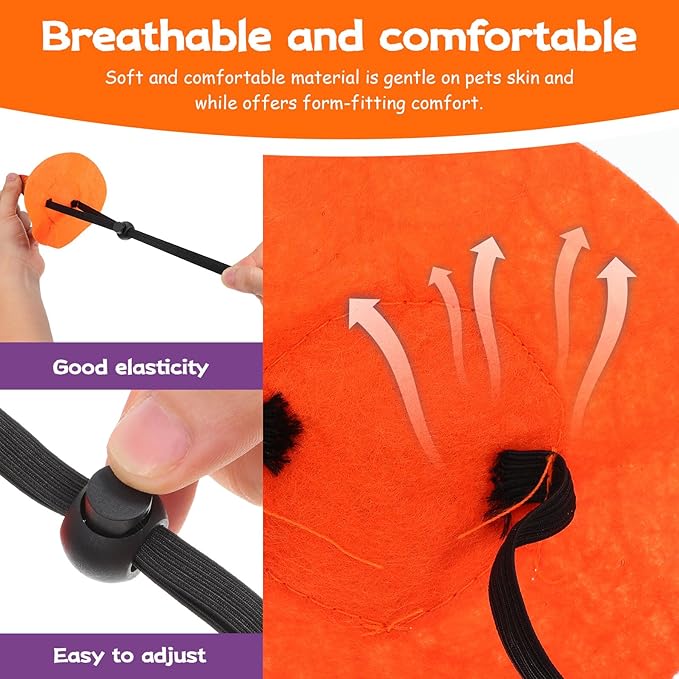 2pcs Halloween Pet Hat Adjustable Cosplay Costume Hat for Dogs Puppies with Black Pumpkin for Halloween Pet Supplies Random Color