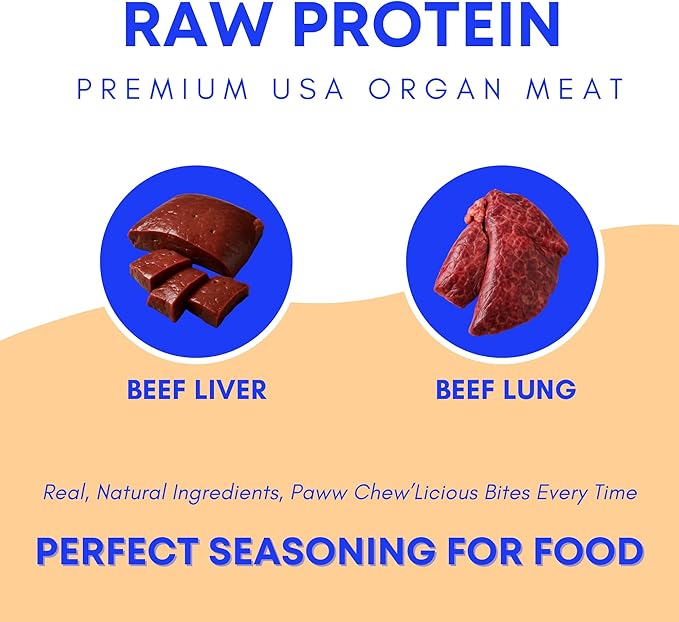 PAWW CHEW Beef Liver Food Topper & Knee Caps for Dogs, 100% Natural, Made in The USA, Dog Seasoning for Food, Meal Topper for Picky Eaters