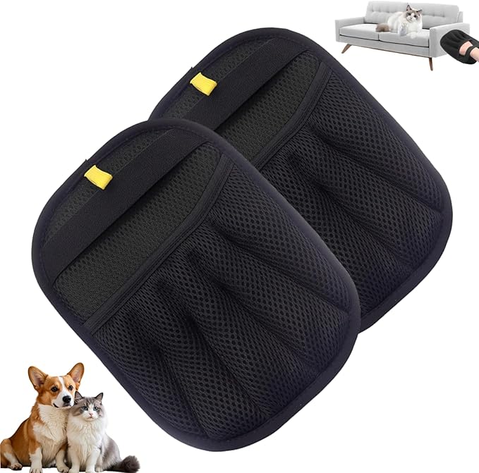 DIANA'S DREAM Pet Hair Removal Glove for Cats & Dogs, Electrostatic Pet Hair Remover, Reusable Cat Grooming Gloves for Hair Removal, Remove Fur from Clothing Furniture Car Seats (2Pcs)
