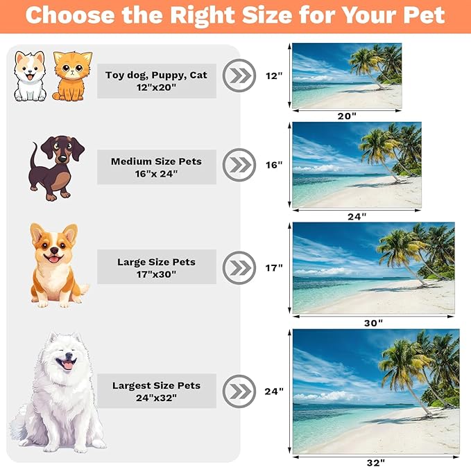 Palm Tree Dog Food Mat for Floors Absorbent, Quick Dry Water Dispenser Mat for Food, Water, Pet Supplies 24" x 32", Tropical Hawaii