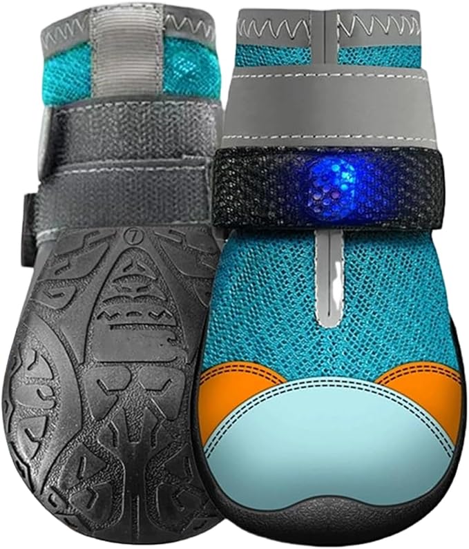 Cat Shoes with Lights - Breathable Non Slip Pet Supplies - Bright Boots with Lights for Cats - for Training & Safety on Night Walks on Hot Asphalt