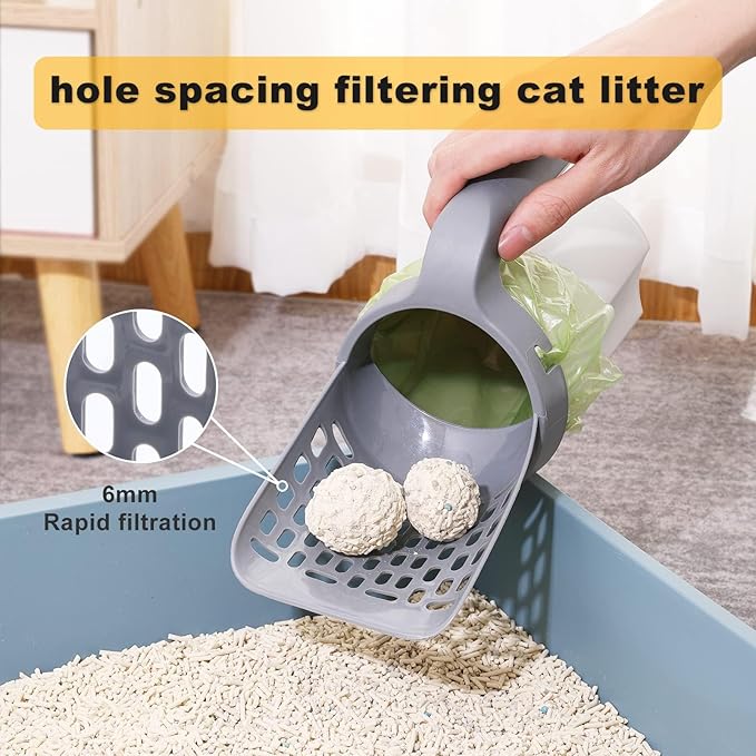 Cat Litter Shovel, Pet Poop Shovel Litter Scoop Cat Litter Sand Shovel with Storage Box Cat Litter Sifter Scooper System