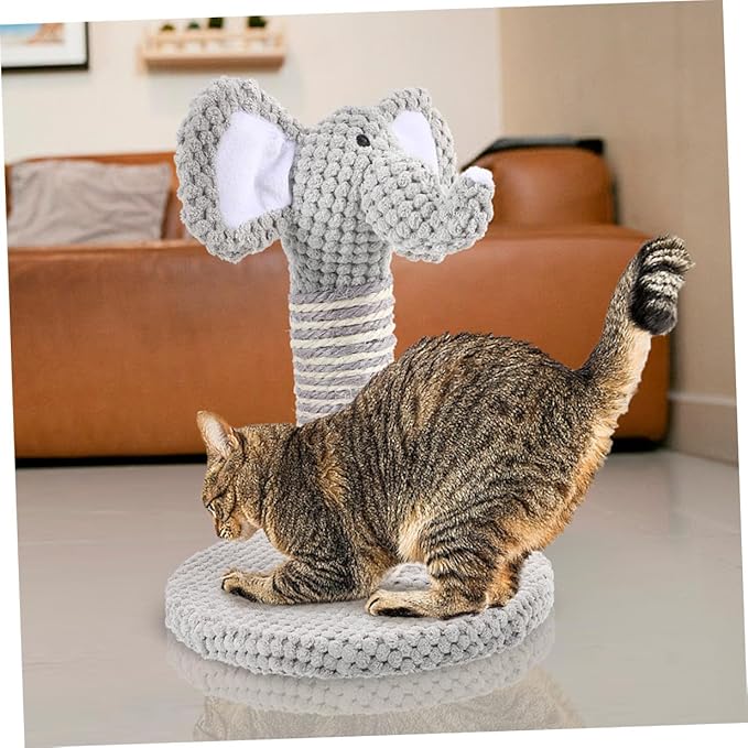 Artibetter 2pcs Decorative Cat Scratching Post Set with Elephant and Zebra Patterns Small Size Reusable Cat Climber for Indoor and Kittens