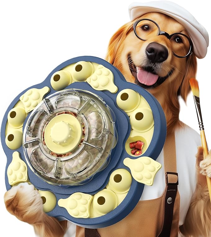 KADTC 3 Levels of Challenge Dog Puzzle Feeder Toy U.S. Brand - Design Spin-to-Release Treat Dispenser For Small Medium Large Dogs Boredom Buster Mental Stimulation Enrichment Slow Feeding Puzzles Toys